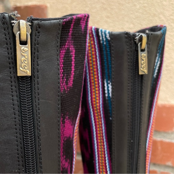 Reef 💦 Tall Black Leather/Canvas Boots Sz 6 - Picture 9 of 15